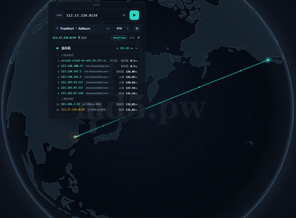 搬瓦工DC9 杭州移动CMNET回程 CMIN2 路由